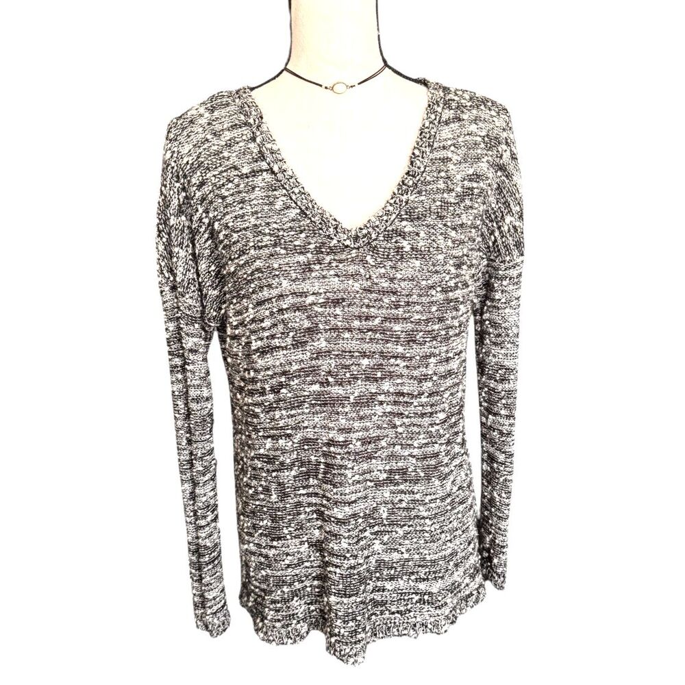 Jack by BB Dakota Black and White V-Neck Sweater - Medium